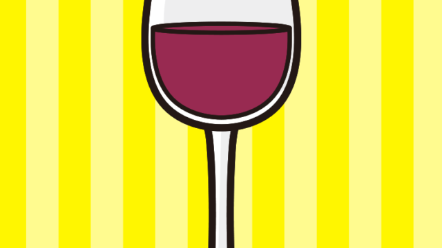 グラスワイン（赤）のイラスト【色、背景あり】PNG