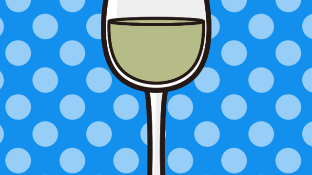 グラスワイン（白）のイラスト【色、背景あり】PNG