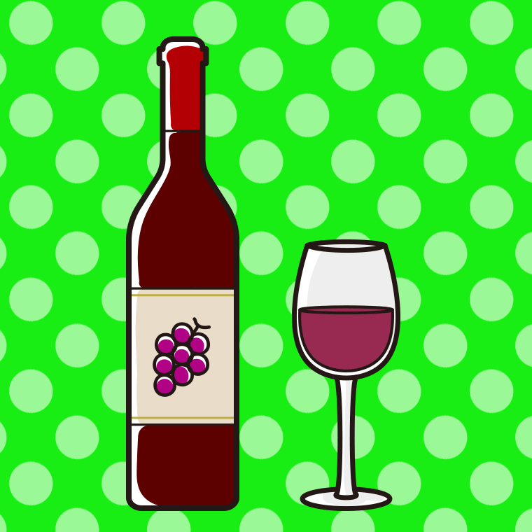 赤ワインのイラスト【色、背景あり】PNG