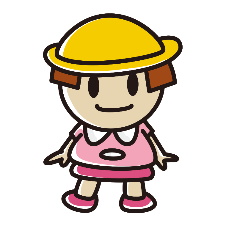 帽子を被った幼稚園児の女の子のイラスト【色あり、背景なし】透過PNG