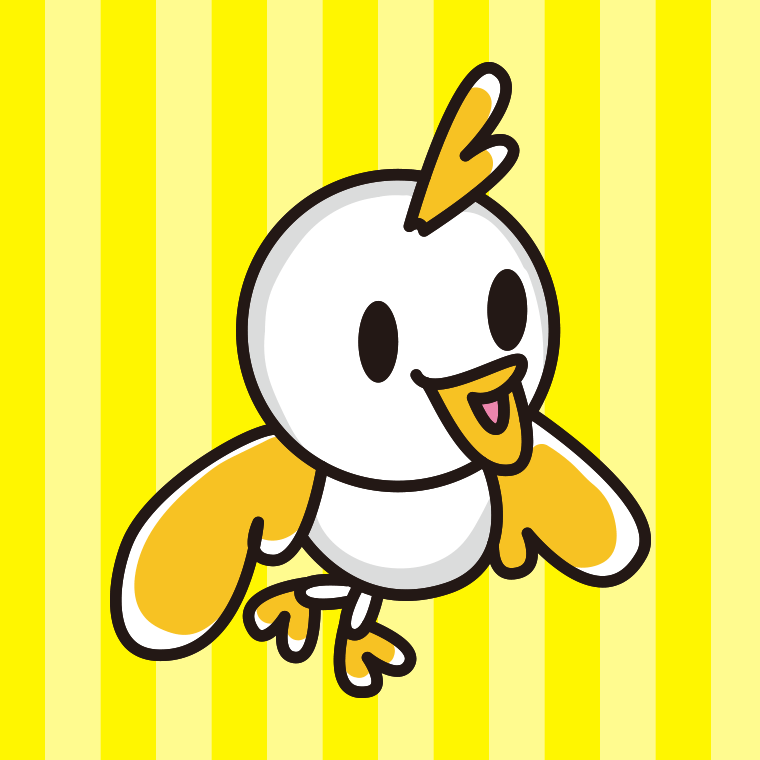 かわいい黄色い小鳥のイラスト【色、背景あり】PNG