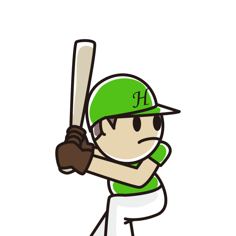 野球選手（バッター）のイラスト【色あり、背景なし】透過PNG