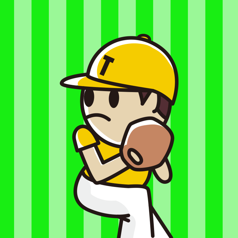 野球選手（ピッチャー）のイラスト【色、背景あり】PNG