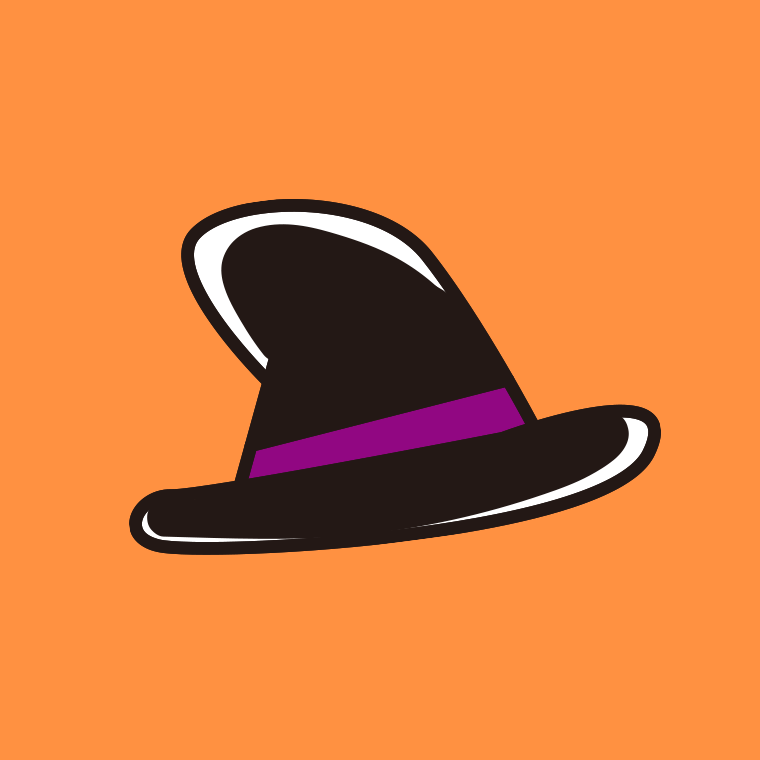ハロウィンの魔女の帽子のイラスト【色、背景あり】PNG