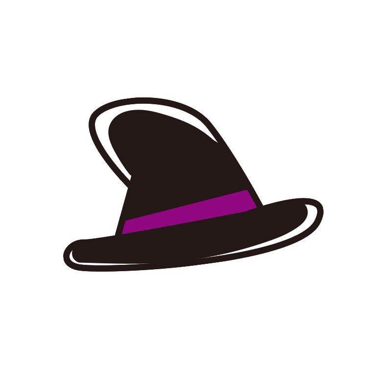 ハロウィンの魔女の帽子のイラスト【色あり、背景なし】透過PNG
