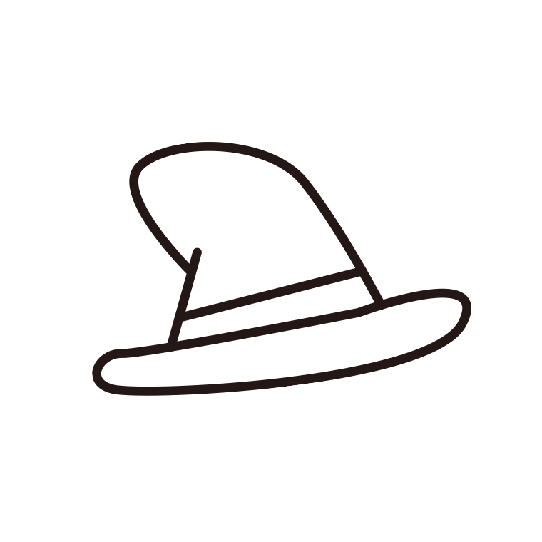 ハロウィンの魔女の帽子のイラスト【線のみ】透過PNG