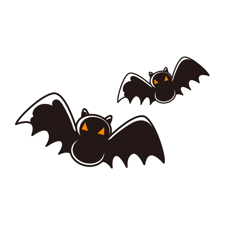 ハロウィンのコウモリのイラスト【色あり、背景なし】透過PNG