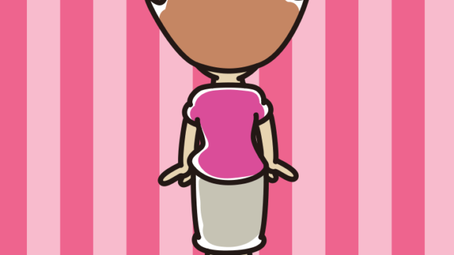 女性の後ろ姿のイラスト【色、背景あり】PNG