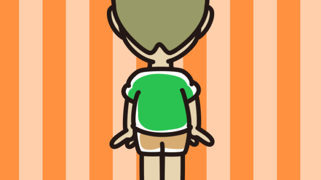 小学生男子の後ろ姿のイラスト【色、背景あり】PNG