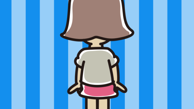 小学生女子の後ろ姿のイラスト【色、背景あり】PNG