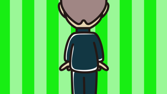 男子中学生の後ろ姿のイラスト【色、背景あり】PNG