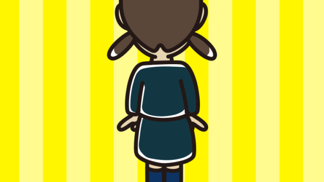 女子中学生の後ろ姿のイラスト【色、背景あり】PNG