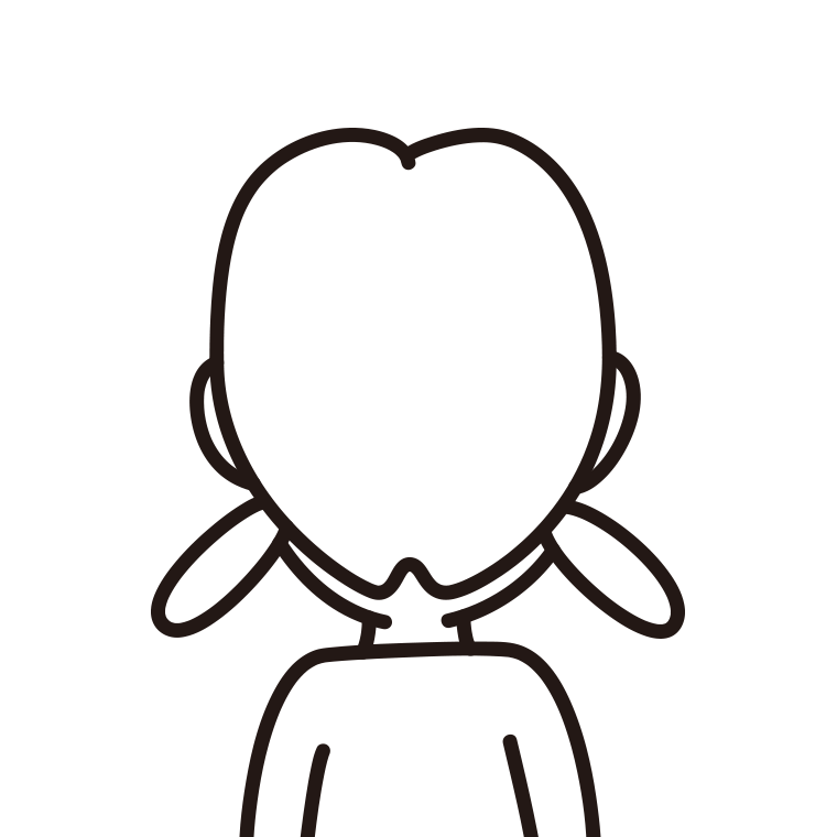 女子中学生の後ろ姿（上半身）のイラスト【線のみ】透過PNG