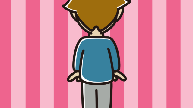 男子高校生の後ろ姿のイラスト【色、背景あり】PNG