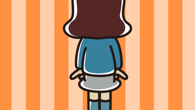 女子高校生の後ろ姿のイラスト【色、背景あり】PNG