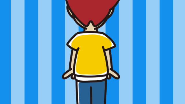 男子大学生の後ろ姿のイラスト【色、背景あり】PNG