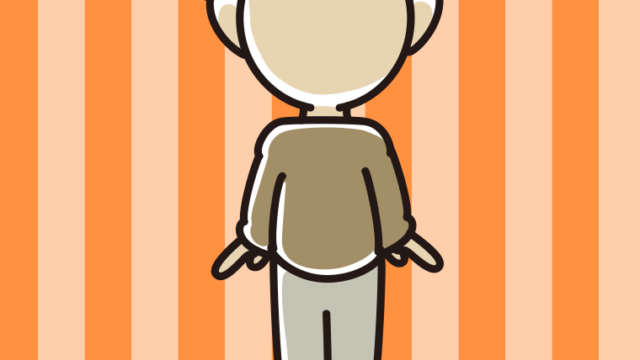 おじいさんの後ろ姿のイラスト【色、背景あり】PNG