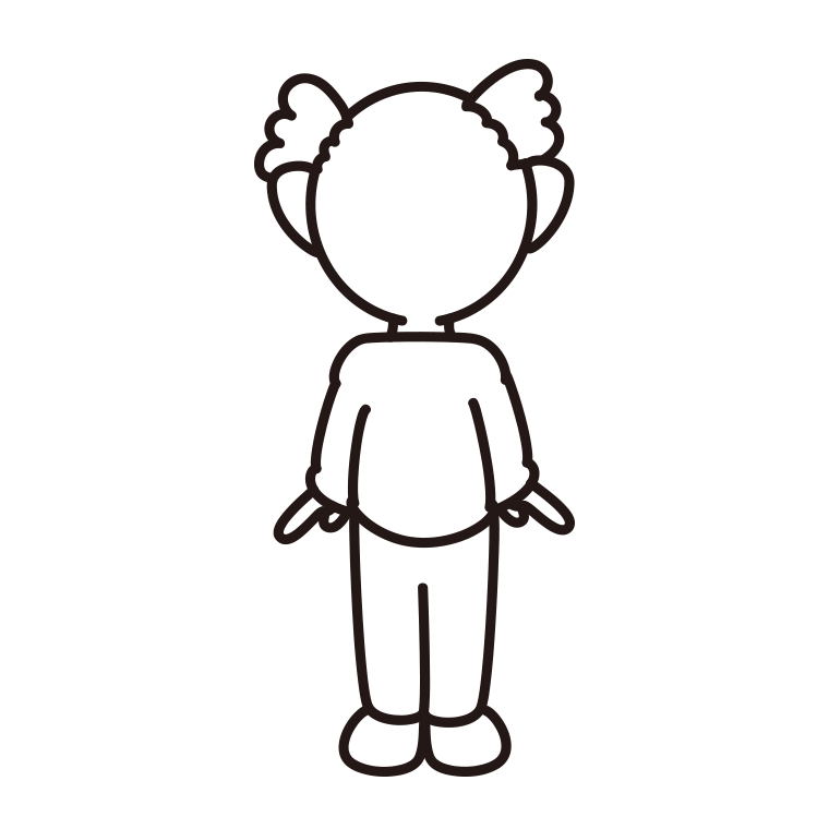 おじいさんの後ろ姿のイラスト【線のみ】透過PNG