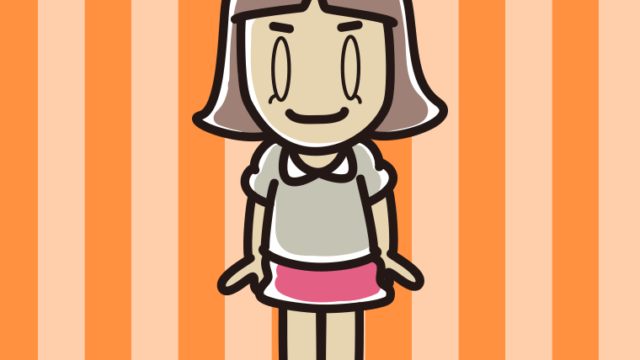 目を閉じて立っている小学生女子のイラスト【色、背景あり】PNG