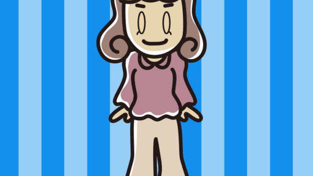 目を閉じて立っている女子大学生のイラスト【色、背景あり】PNG