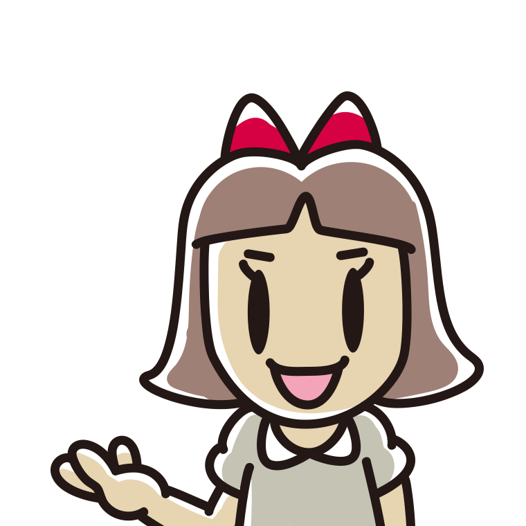 案内をする小学生女子の顔のイラスト【色あり、背景なし】透過PNG