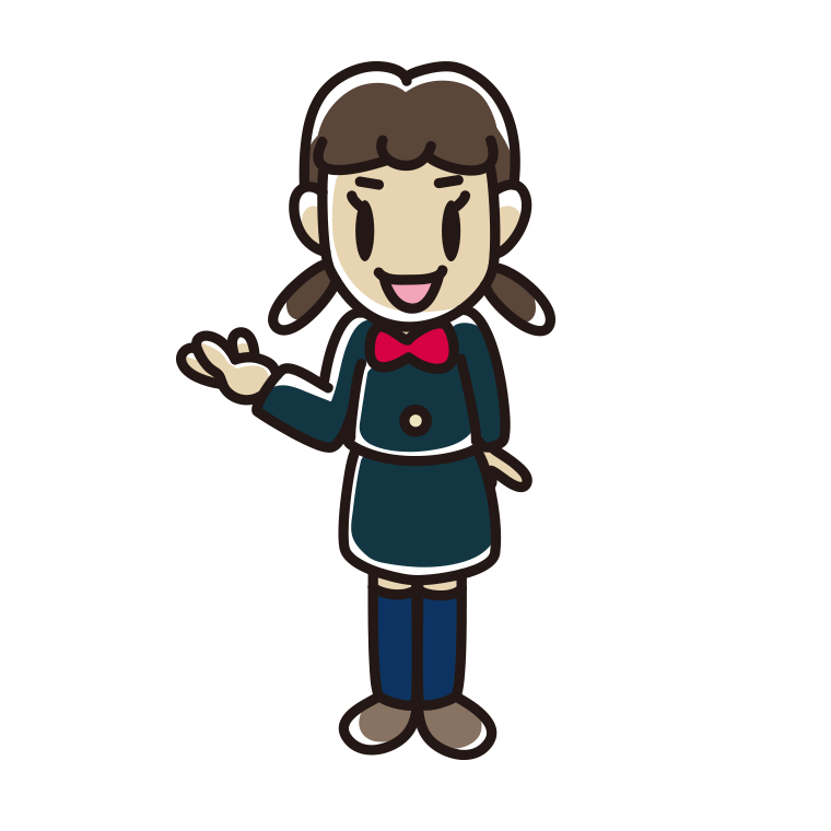 案内をする女子中学生のイラスト【色あり、背景なし】透過PNG