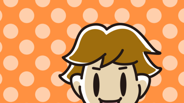 案内をする男子高校生の顔のイラスト【色、背景あり】PNG