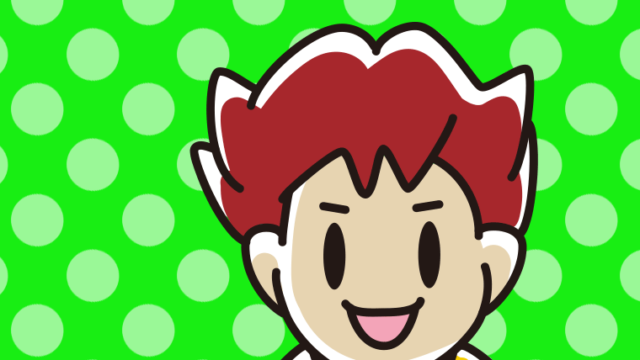 案内をする男子大学生の顔のイラスト【色、背景あり】PNG