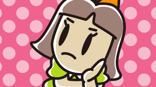 考える小学生女子のイラスト【色、背景あり】PNG