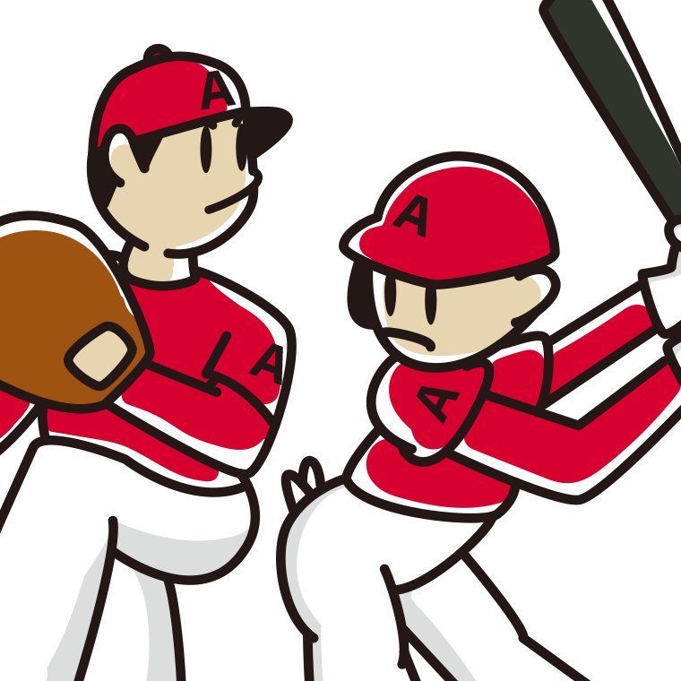 二刀流のプロ野球選手のイラスト【色あり、背景なし】透過PNG