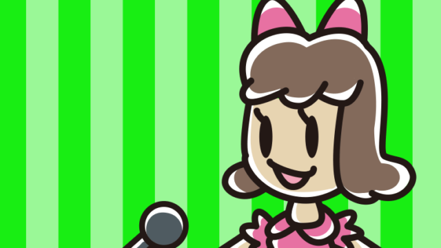 ラジオパーソナリティーをするアイドルのイラスト【色、背景あり】PNG