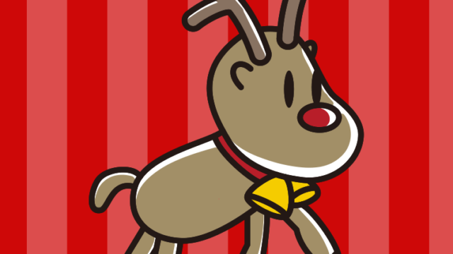 かわいいトナカイのイラスト【色、背景あり】PNG