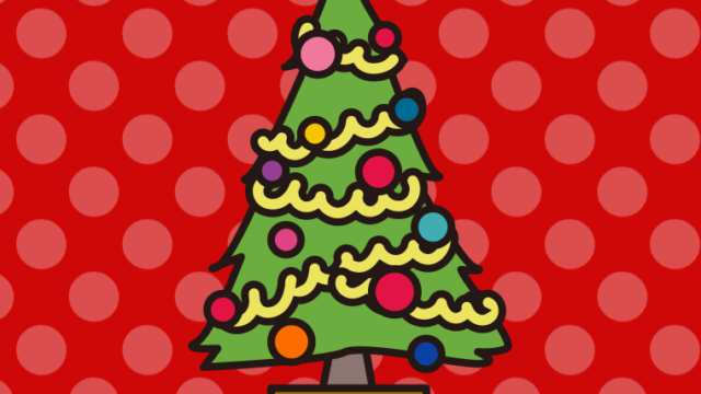 クリスマスツリーのイラスト【色、背景あり】PNG