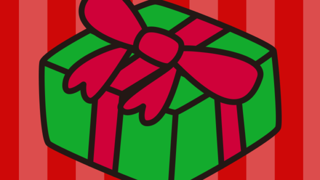 クリスマスプレゼントのイラスト【色、背景あり】PNG