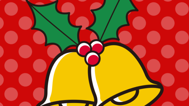 クリスマスベルのイラスト【色、背景あり】PNG