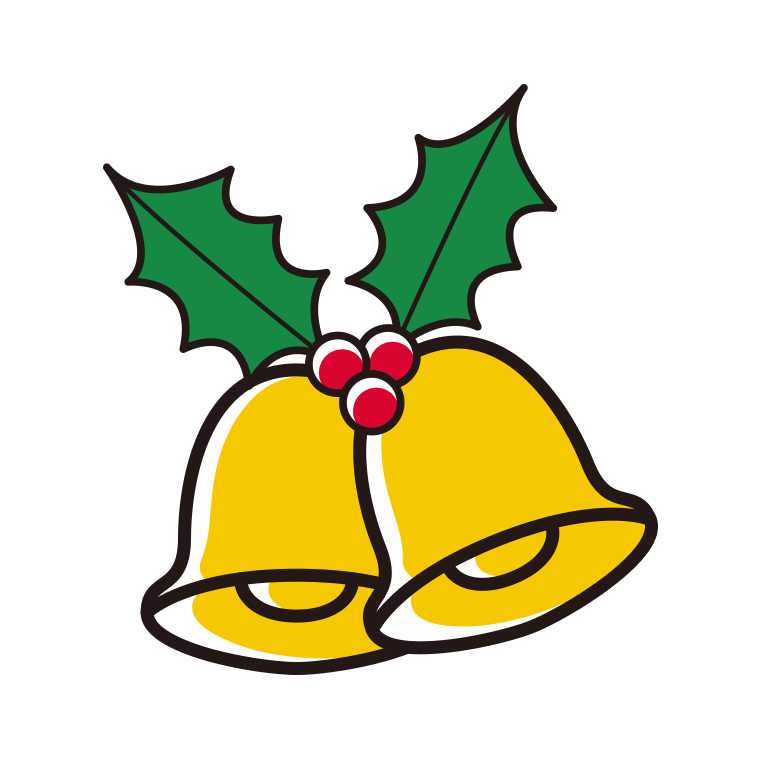 クリスマスベルのイラスト【色あり、背景なし】透過PNG
