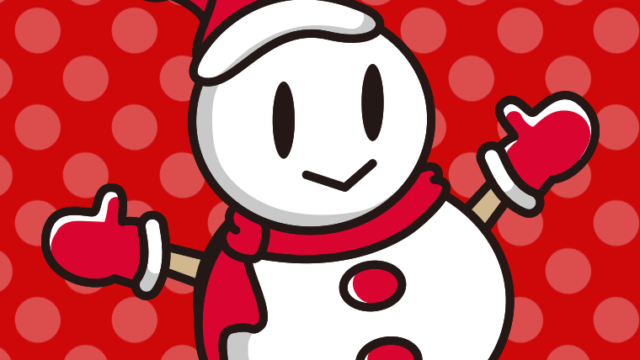 クリスマスの雪だるまのイラスト【色、背景あり】PNG