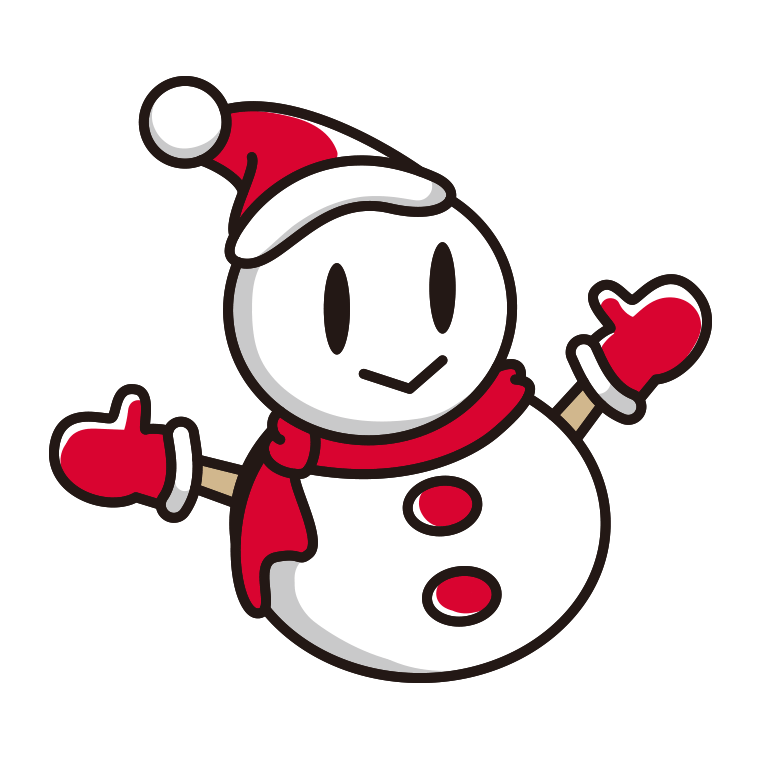 クリスマスの雪だるまのイラスト【色あり、背景なし】透過PNG