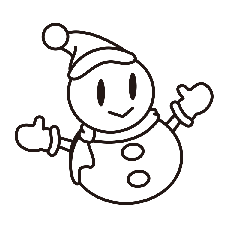 クリスマスの雪だるまのイラスト【線のみ】透過PNG