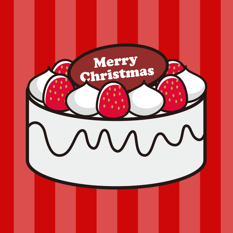 クリスマスケーキのイラスト【色、背景あり】PNG