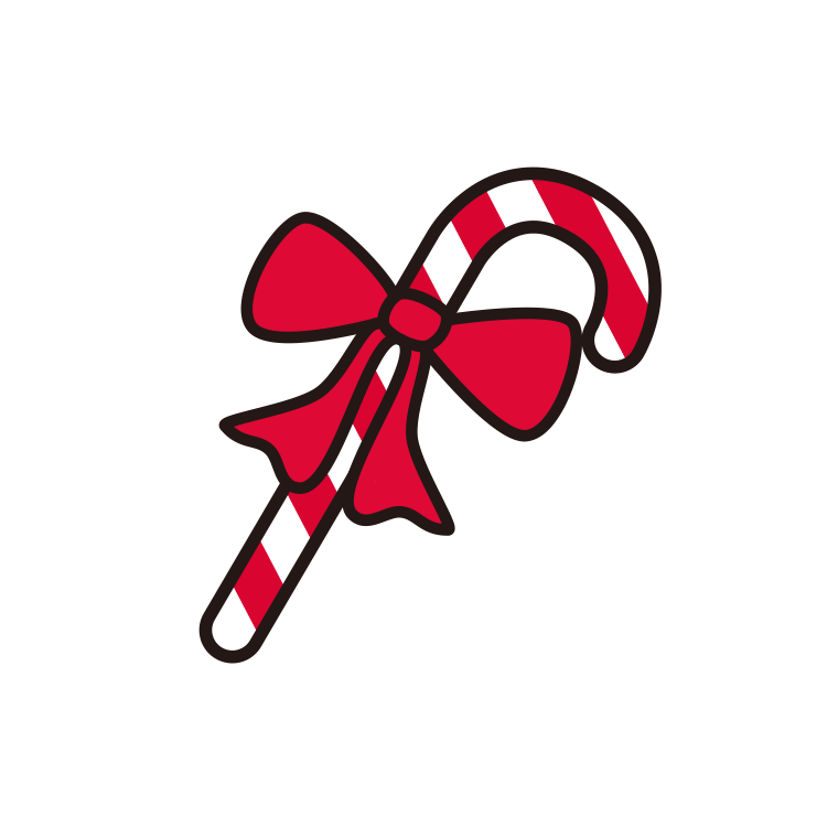 クリスマスステッキのイラスト【色あり、背景なし】透過PNG