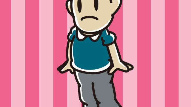 困っている男性のイラスト【色、背景あり】PNG