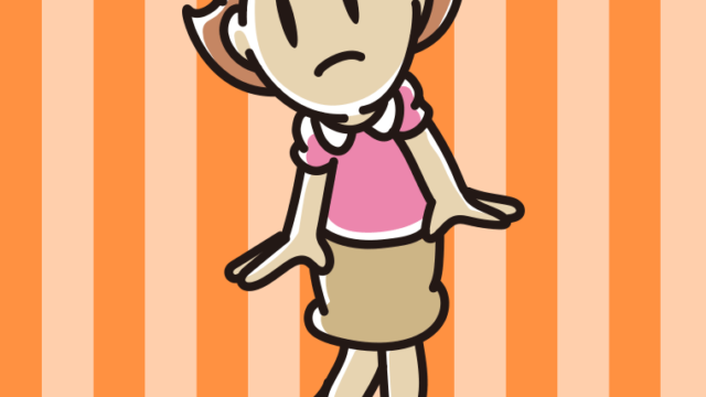 困っている女性のイラスト【色、背景あり】PNG