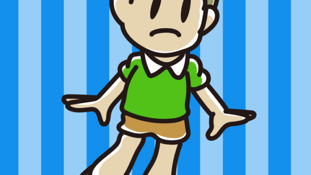 困っている小学生男子のイラスト【色、背景あり】PNG