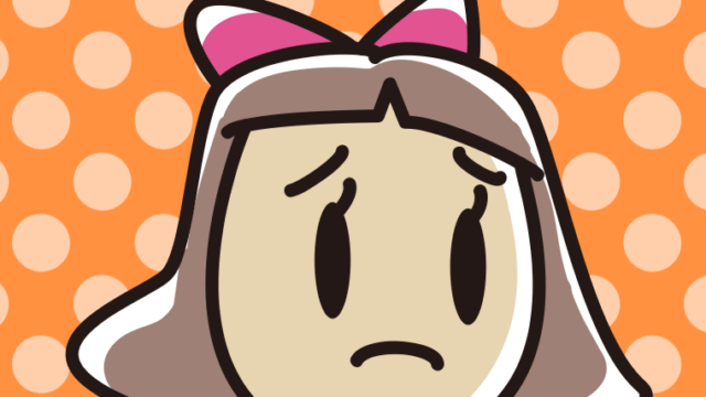 困っている小学生女子の顔のイラスト【色、背景あり】PNG