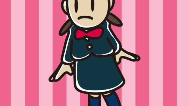 困っている女子中学生のイラスト【色、背景あり】PNG