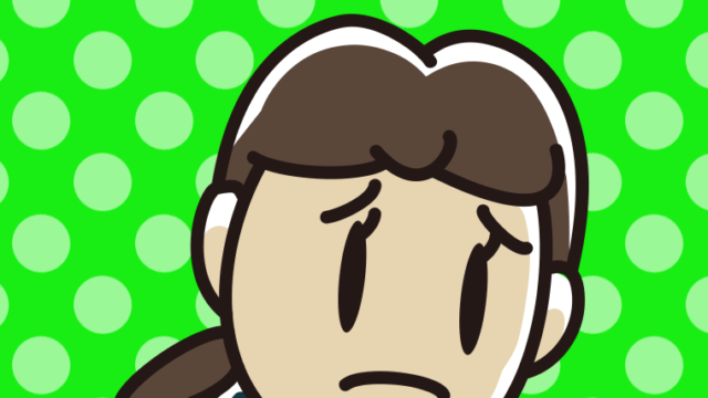 困っている女子中学生の顔のイラスト【色、背景あり】PNG