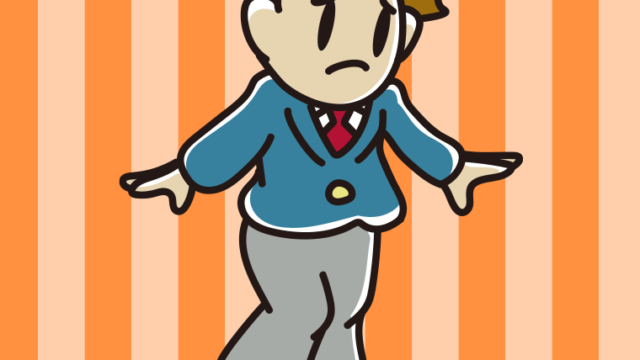 困っている男子高校生のイラスト【色、背景あり】PNG