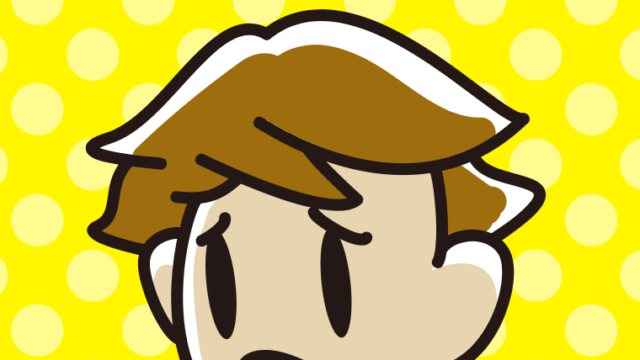 困っている男子高校生の顔のイラスト【色、背景あり】PNG