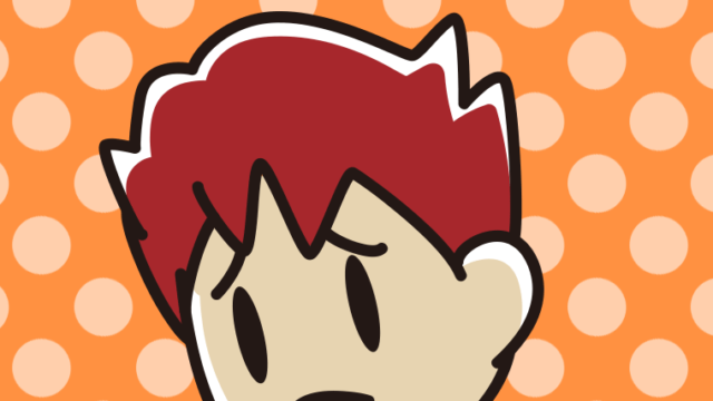 困っている男子大学生の顔のイラスト【色、背景あり】PNG